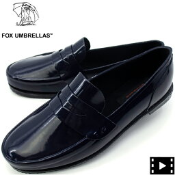 フォックスアンブレラズ シューズ メンズ レインシューズ コインローファー FOX UMBRELLAS 01M FOX LOAFERS ENAMEL NAVY