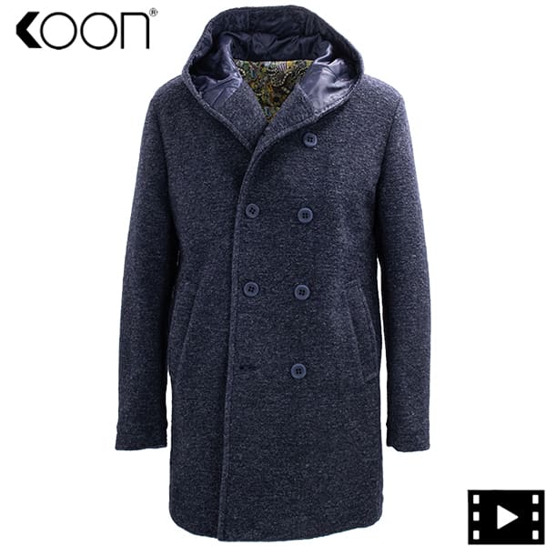 クーン ブルゾン メンズ ダブルブレスト ウールフーデッドコート KOON CAPPOTTO GCP104SM02 KON 4special priceAM