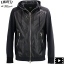 エンメティ ライダース メンズ パンチングレザー ストレッチナイロン キルティング 切替パーカーブルゾン EMMETI LEONE EMT NAPPA TECH...