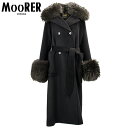 ムーレー コート レディース カシミヤ混ウール ベルテッドロングコート MOORER MALAIKA-FUR-LE MRE 81135 NERO