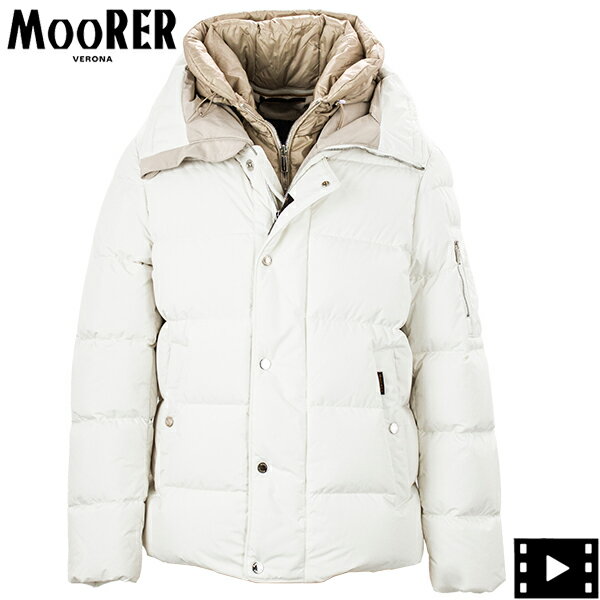 ムーレー ダウン メンズ 撥水 フーデッド ダウンボンバージャケット MOORER JESSE STP MRE BLANCのサムネイル