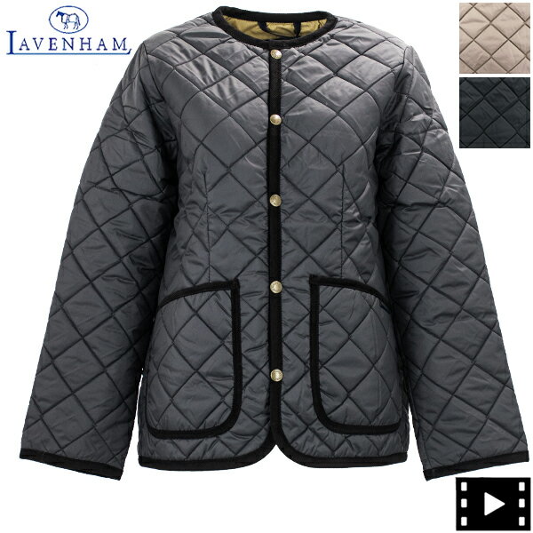 ラベンハム ジャケット レディース ノーカラー キルティング クルーネック ジャケット LAVENHAM CREW NECK JACKET LV6186 LAV