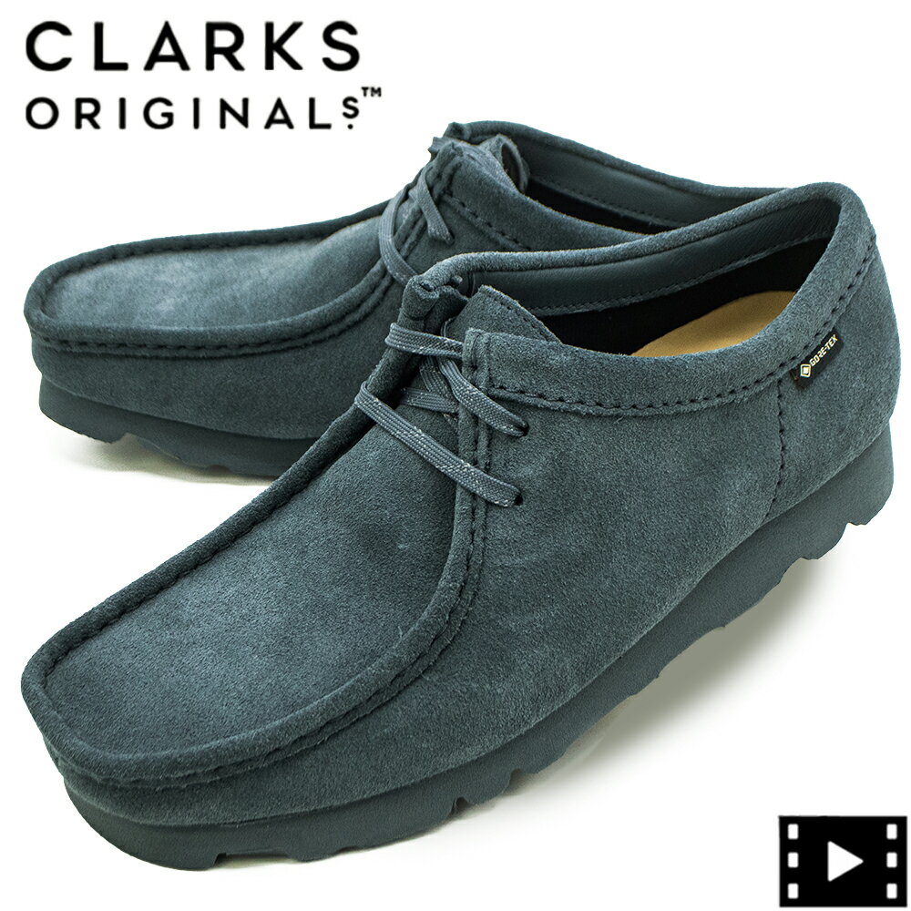 クラークス オリジナルズ メンズ ゴアテックス スエード ワラビー CLARKS ORIGINALS WALLABEE GTX CLK 26176570 Blue/Grey Sde