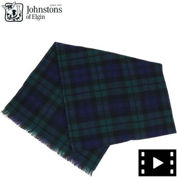 ジョンストンズオブエルガン マフラー ウール×カシミア リバーシブル チェック柄マフラー Johnstons of Elgin WB001004 AU5406 Dark Green,Dark Navy&Black（グリーン）