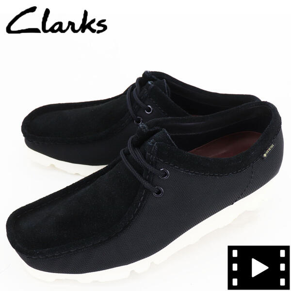 クラークス オリジナルズ ブーツ メンズ ゴアテックス スエード×キャンバス ワラビー CLARKS ORIGINALS GORETEX WALLABEE GTX CLK 26160315 BLACK CANVAS COMBI（ブラック）