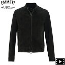 エンメティ ライダース メンズ カーフスキン スエードレザー シングルライダースジャケット ユーリ EMMETI JURI EMT SPCALF SUEDE NERO（ブラック）