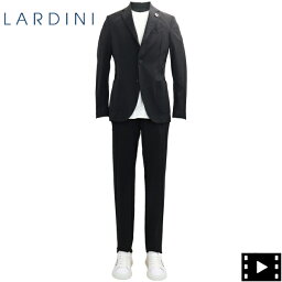 ラルディーニ スーツ メンズ ストレッチ パッカブル イージーウェア 段返り3B シングルスーツ LARDINI JVL091AQ80 LRD（ブラック）