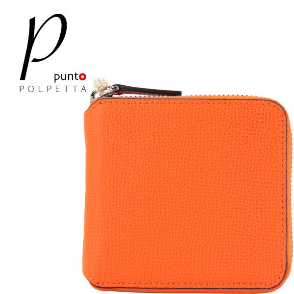 【セール】ピープント ポルペッタ 財布 クロスグレインレザー ラウンドジップ 二つ折り財布 P punto POLPETTA PF-003 ORANGE（オレンジ）【返品交換不可】special priceAM m-zasale l-zasale