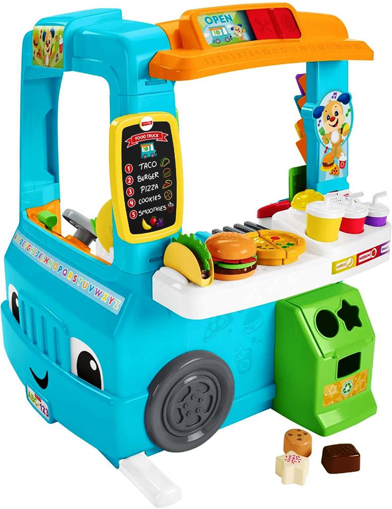 フィッシャープライス ブロック Fisher-Price フードカー ごっこ 遊び ♪ キッチン ＆ 運転席 ＆ レジスター ＆ 収納 お店屋さんごっこ 音や音楽 ライト キッチンと乗り物の遊びの融合 125以上の曲 サウンド 曲 ブロック 料理 教育学習玩具 幼児 子ども 誕生日 クリスマス フィッシャープライス