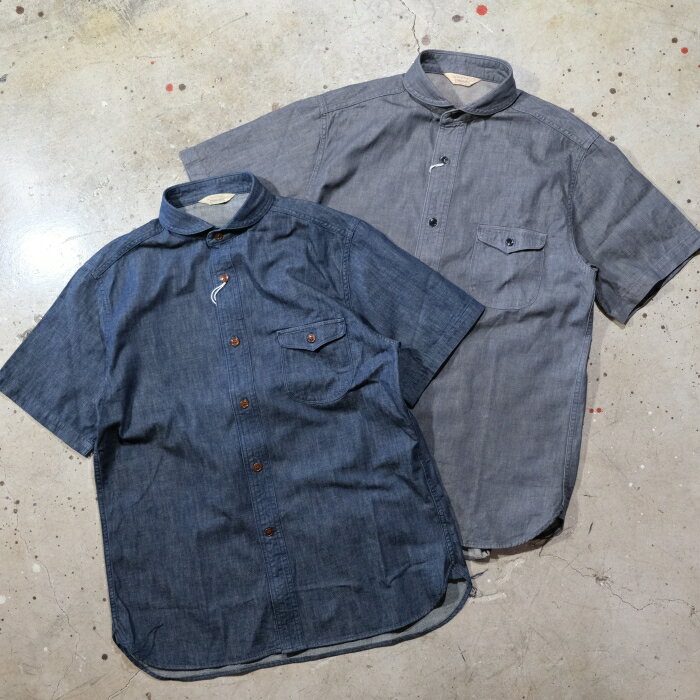 Rakuten - ORGUEIL オルゲイユ【OR-5107】【Denim Shawl Collar Short Sleeve Shirt】デニムショールカラーシャツショートスリーブ 半袖 コットン100% 日本製