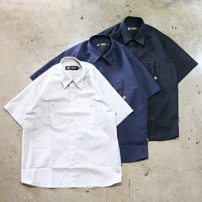 Rakuten - BLUCO ブルコ【163-21-108】【スタンダードワークシャツ S/S -Solid-】無地 半袖開襟シャツ TC素材 カスタムワッペン付属