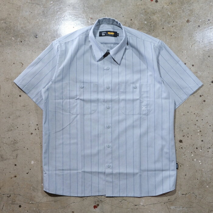 Rakuten - BLUCO ブルコ【163-21-118】【スタンダードワークシャツ S/S -Stripe-】ストライプ 半袖開襟シャツ TC素材 カスタムワッペン付属