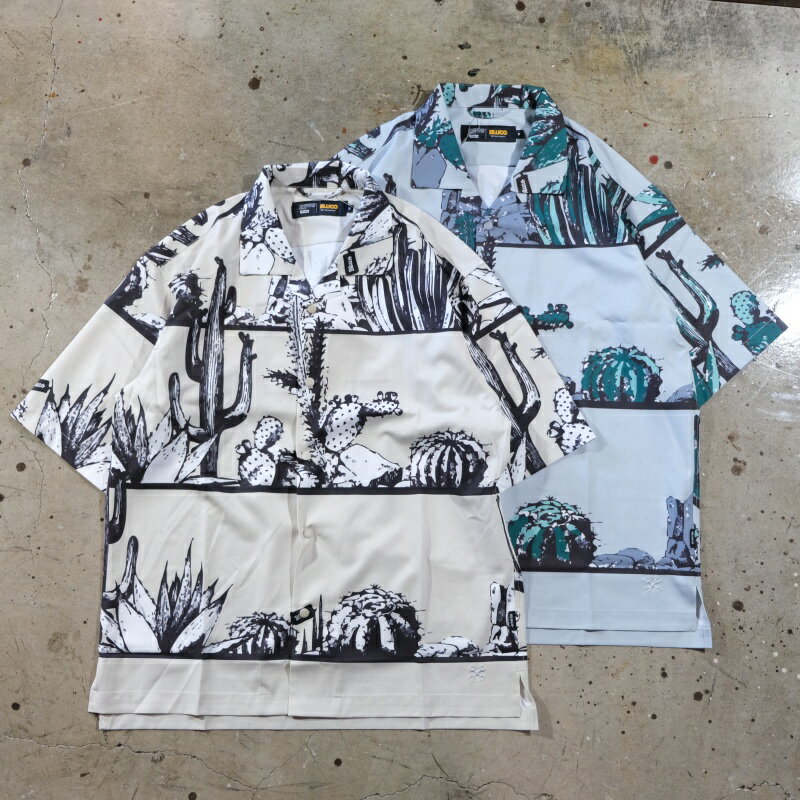 乐天商城 - BLUCO ブルコ【163-21-017】【オープンカラーシャツ -Cactus-】半袖開襟シャツ 総柄 カクタス POLYESTER