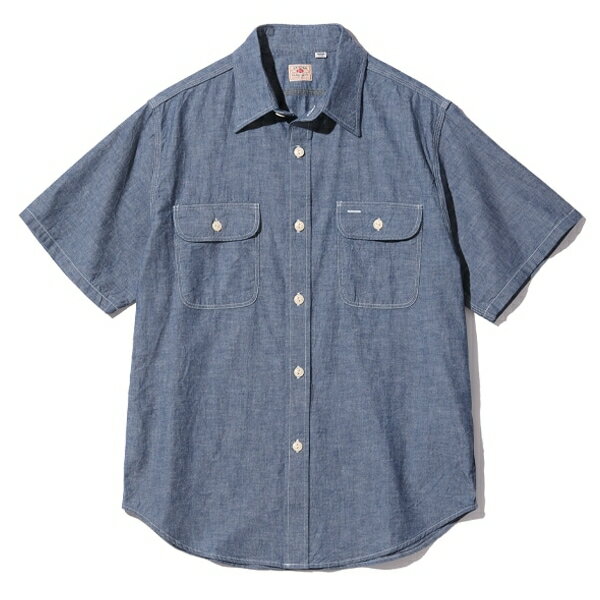 Rakuten - SUGAR CANE シュガーケーン 【SC37941】【CHAMBRAY S/S WORK SHIRTS】半袖ワークシャツ シャンブレー生地 三本針巻き縫い仕様 日本製 COTTON100%