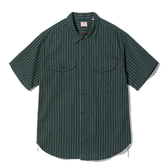 乐天商城 - SUGAR CANE シュガーケーン【SC38699】【COKE STRIPE WORK SHIRT (SHORT SLEEVE)】 コークストライプ半袖ワークシャツ 日本製 COTTON100%