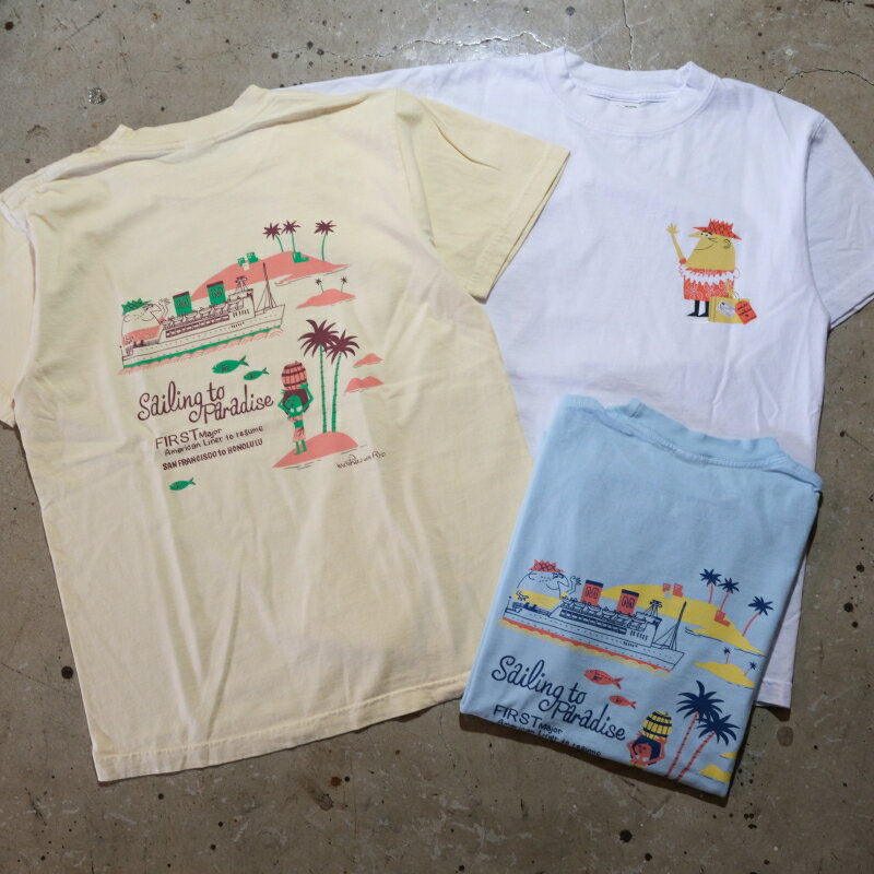 SUNSURF サンサーフ【SS79386】【S/S T-SHIRT ”SAILING TO PARADISE” BY 柳原良平 with MOOKIE】アンクルトリス プリントTシャツ MADE ..