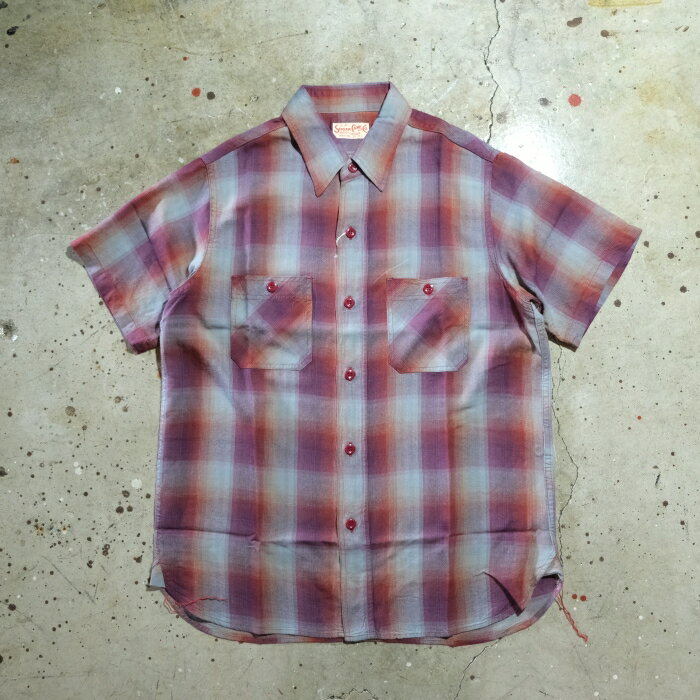 乐天商城 - SUGAR CANE シュガーケーン【SC39726】【RAYON TWILL CHECK WORK SHIRT】 レーヨンツイルチェックワークシャツ 半袖シャツ 日本製