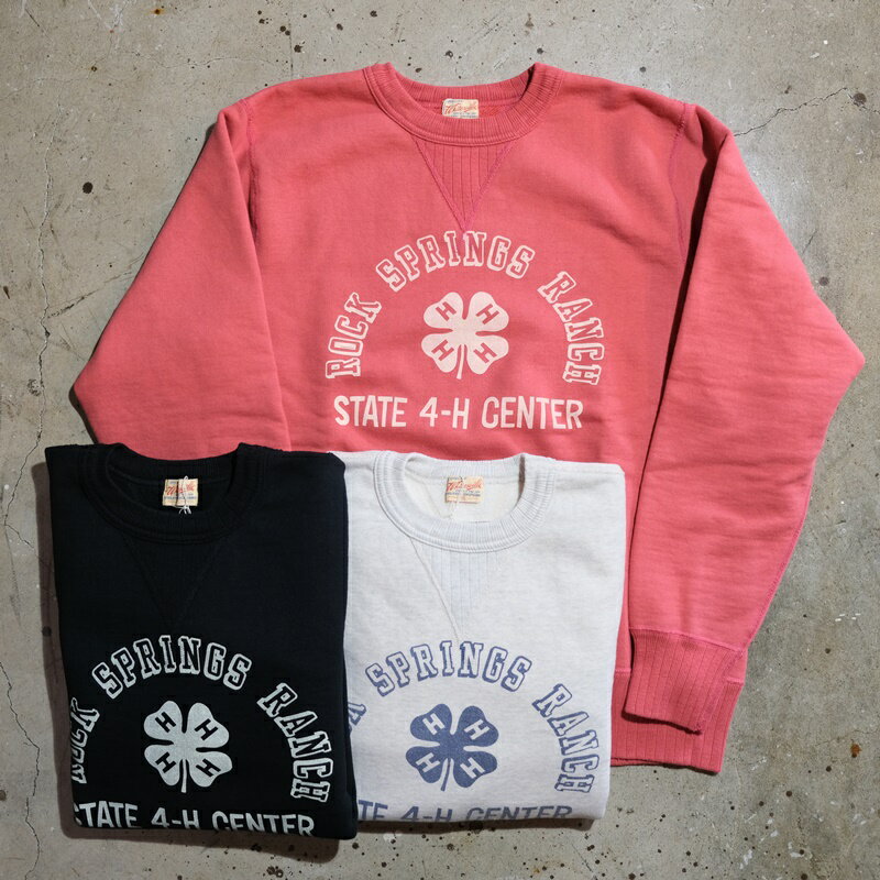 WHITESVILLE(ホワイツビル)【WV69251】【HEAVY SWEAT SHIRT W / PRINT 】≪CLOVER≫クルーネックスウェットシャツ ヘビーウェイト両V ガゼット コットン100 日本製 MADE IN JAPAN