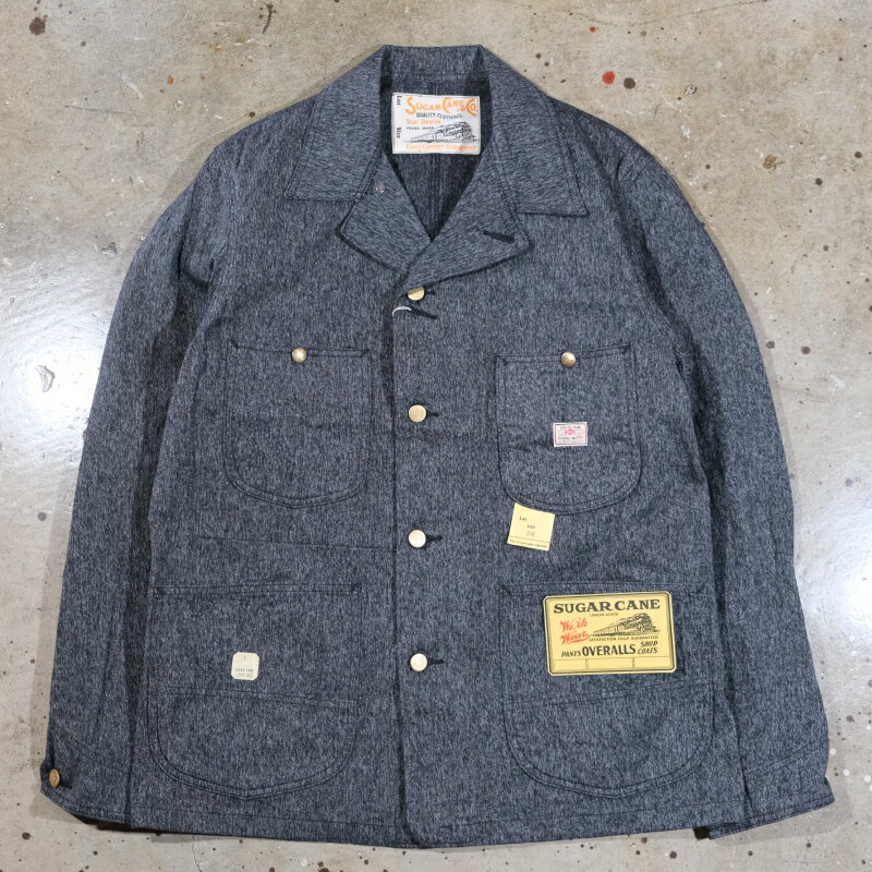 SUGAR CANE(シュガーケーン)【SC14373】【9oz. BLACK COVERT WORK COAT】ブラックコバートワークコート カバーオール日本製 COTTON100%