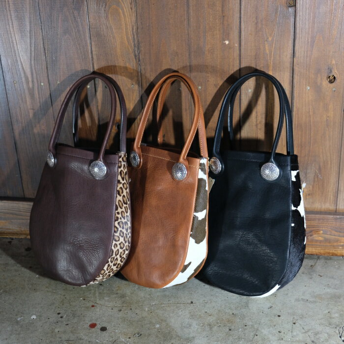 FUNNY ORIGINAL ファニーオリジナル【ROUND TOTE】≪ビンテージレザー≫≪ヘアカーフ≫ラウンドトートバッ..