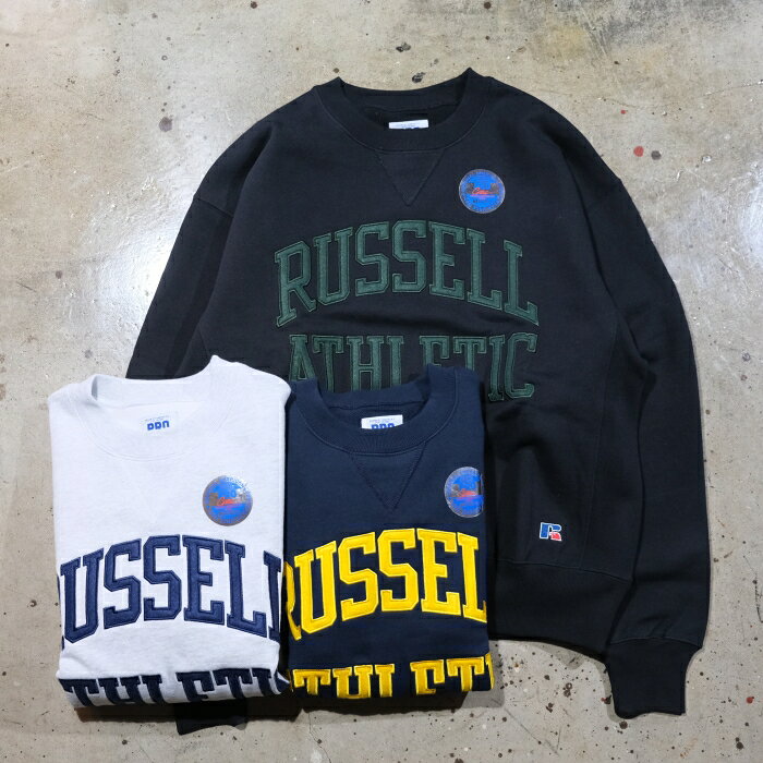 Rakuten - RUSSELL ATHLETIC ラッセルアスレチック【Pro Cotton TM Loop Back Terry Sweat Logo CN】プロコットンループバックスェット ロゴ カレッジス クルーネック