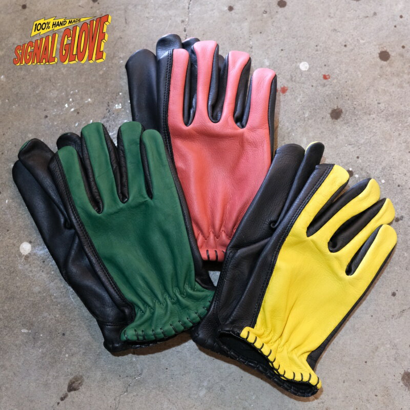 乐天商城 - SIGNAL GLOVE ≪TWO TONE≫シグナルグローブ モーターサイクルグローブ レザーグローブ 牛革