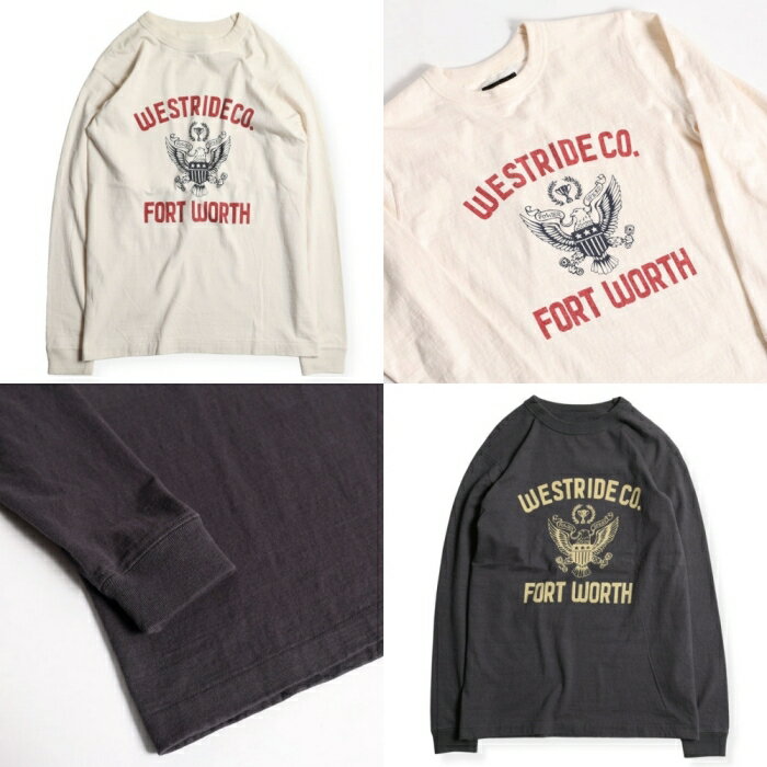 乐天商城 - WESTRIDE ウエストライド【25-02】【VINTAGE PRINT LONG TEE】プリント長袖Tシャツ ロングスリーブTシャツ コットン100% 吊り編み