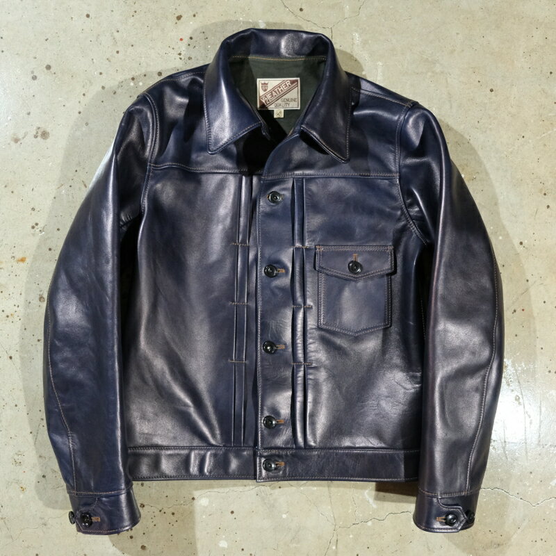 Y'2 LEATHER ワイツーレザー【IB-160】【INDIGO HORSE 1ST TYPE LEATHER JACKET】ホースハイド 馬革 インディゴ 日本製