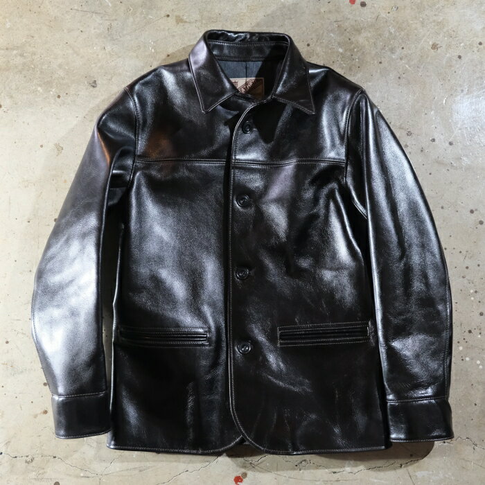 Y'2 LEATHER ワイツーレザー【LSC-76-C】【ANILINE STEER ROUNDED HEM CAR COAT】≪BLACK≫≪44XXL≫ アニリンステアカーコート 革厚約1.5mm MADE IN JAPAN