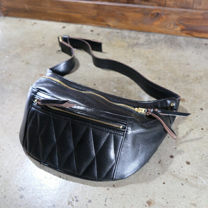 Rakuten - Y'2 LEATHER ワイツーレザー 【BG-09】【HORSE HIDE WAIST BAG】≪BLACK≫ホースハイドウエストバッグ 馬革 日本製