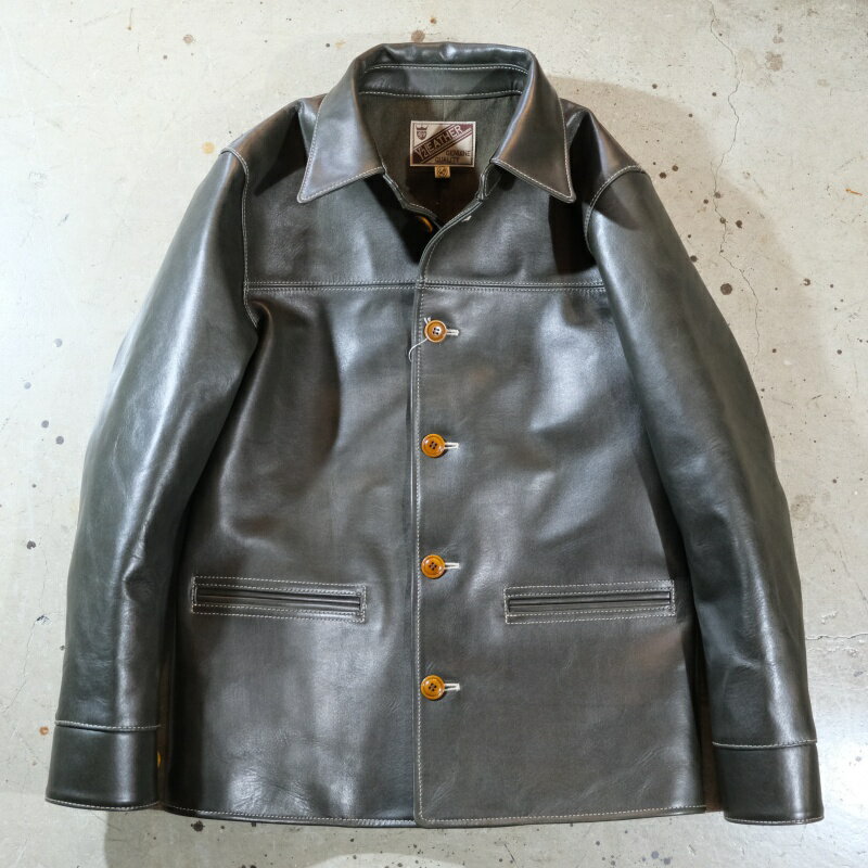 Y'2 LEATHER ワイツーレザー【EC-76】【ECO HORSE 30’S CAR COAT≪OLIVE≫】ホースハイド≪エコホース≫カーコート 革厚約...