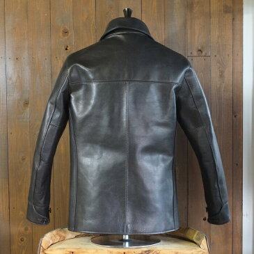 送料無料!Y'2 LEATHER(ワイツーレザー)【EC-76】【ECO HORSE 30’S CAR COAT≪BLACK≫】ホースハイド≪エコホース≫カーコート レザーハーフコート 革厚約1.8mmMADE IN JAPAN