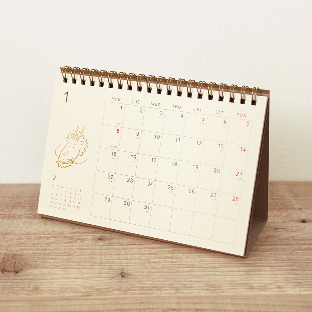 【ポイント5倍!】MATOKA マトカ 2024年 卓上カレンダー（月曜始まり）『TICKLE｜ティックル』ゾウ カバ イヌ シロク…