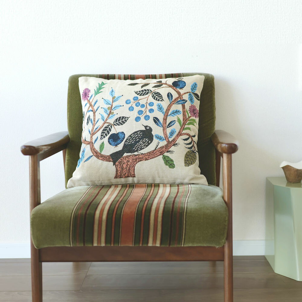 ＼ポイント2倍＋クーポン／松尾ミユキ クッションカバー（Birdtree）｜Cushion cover 45×45cm インテリア おしゃれ かわいい 鳥 動物 植物 バード クッションのサムネイル