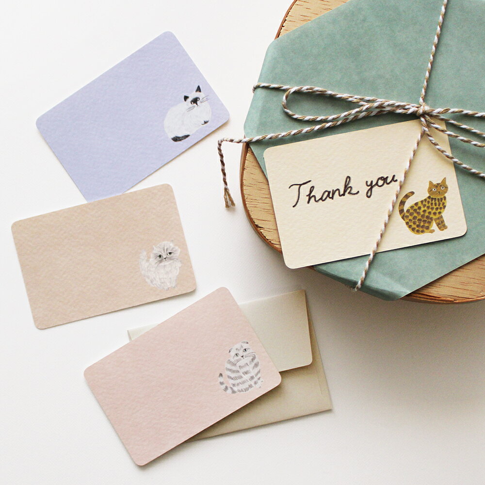 \P2倍+クーポン/松尾ミユキ ミニカードセット|メッセージカード おしゃれ かわいい 動物 猫 ネコ フラワー シンプル 大人 上品|MATOKA マトカ