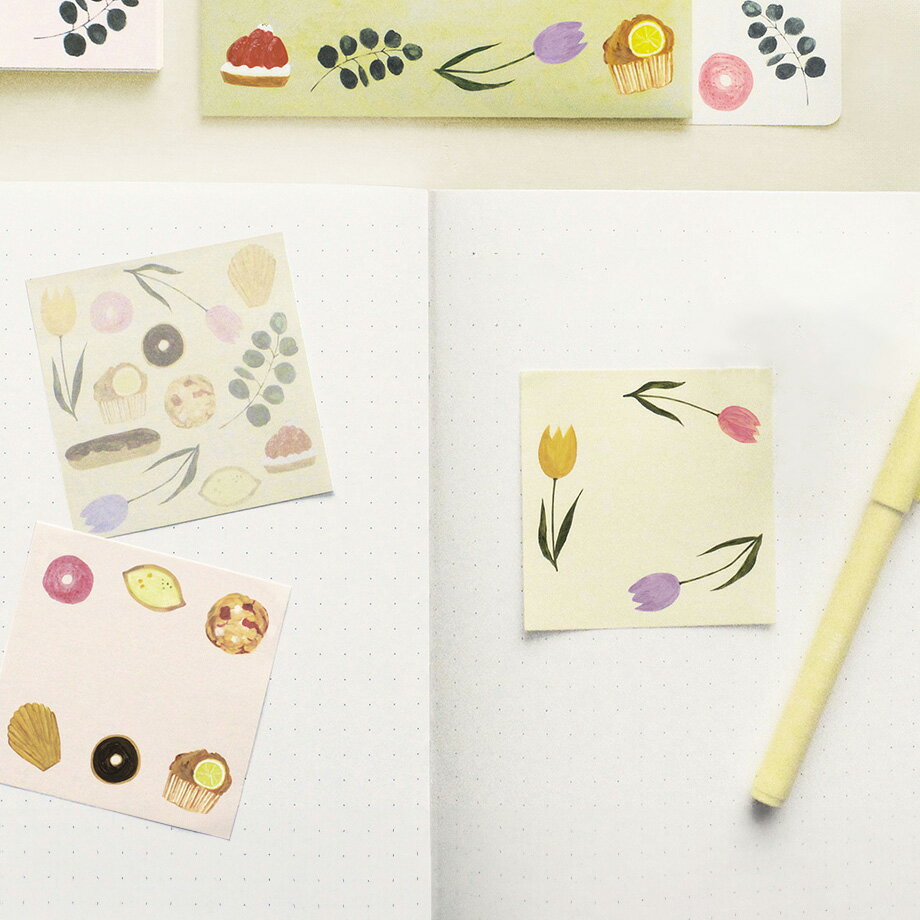 \P2倍+クーポン/いわしまあゆ アソートふせん|付箋 メモ アソート おしゃれ かわいい シンプル フルーツ スイーツ パン 和菓子 お菓子 イラスト ケーキ...