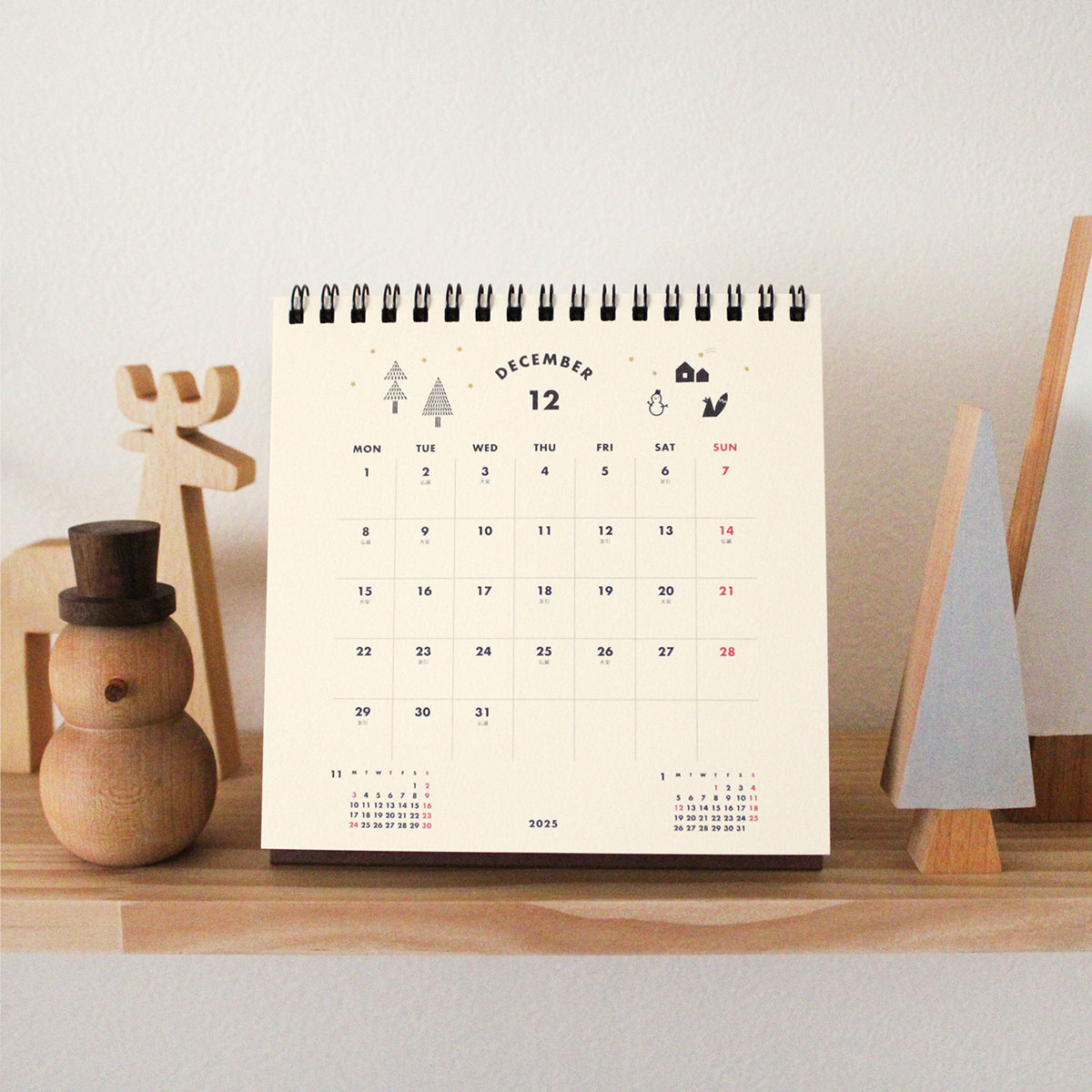 ＼ポイント2倍／MATOKA マトカ 2025年 卓上カレンダー リングタイプ（月曜始まり）『ICON｜アイコン』パン 文房具 ピクニック 紫陽花 果物 キャンプ カフェ クリスマス ミモザ