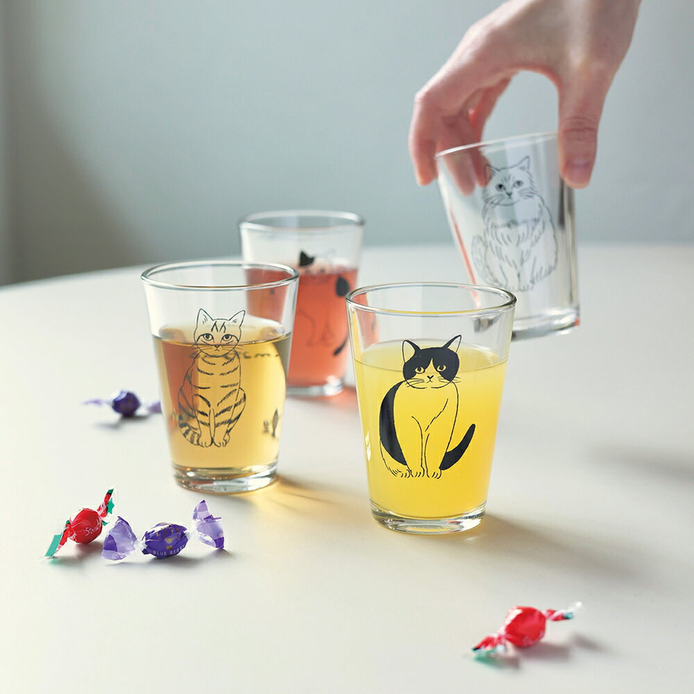 ＼P2倍＋クーポン／松尾ミユキ グラス（150ml）｜glass 6.5oz コップ 飲み物 お皿 食器 可愛い おしゃれ 猫 ネコ ガラス 硝子 レトロ 動物 ティーグッズのサムネイル