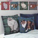 \P2倍+クーポン/松尾ミユキ クッションカバー(猫柄)|Cushion cover 45×45cm インテリア おしゃれ かわいい クッション カバー チェッ...