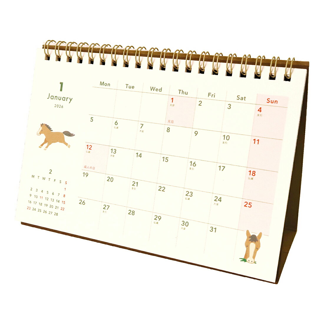 【ご予約 8月下旬発送】MATOKA マトカ 2026年 卓上カレンダー リングタイプ（月曜始まり）『MITE｜ミーテ』干支 馬 うま ウマ