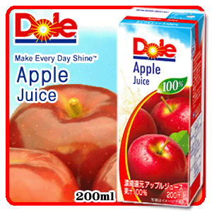 10円！Dole®ドール アップル　100％ 200ml。※皆様、日頃お世話になっております。申し訳ございませんが、お一人様ご家族様1本まででお願いいたします。ご協力のほどよろしくお願い申し上げます。