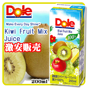 【送料500円】Dole　ドール キウイフルーツミックス100％ 200ml 18本セット ※ただし沖縄は別途料金を頂きます。【果汁100％】【果汁100パーセント】【キウイ】【ジュース】【RCP】