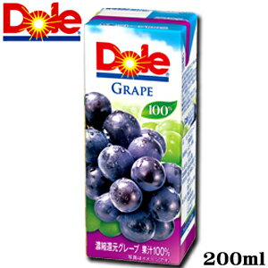 【送料無料】Dole ドール グレープ　100％ 200ml 36本セット※ただし離島・沖縄は別途料金を頂きます。【果汁100％】【果汁100パーセント】【ぶどう】【ブドウ】【葡萄】【グレープ】【ジュース】【RCP】【マラソン201405_送料無料】