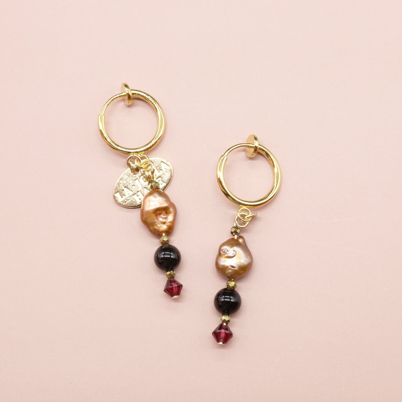 Rakuten - 【Open the Jewelry Box!】ガーネット オニキス バロックパール イヤリング｜天然石｜一点物｜LA・JOLLA HALE