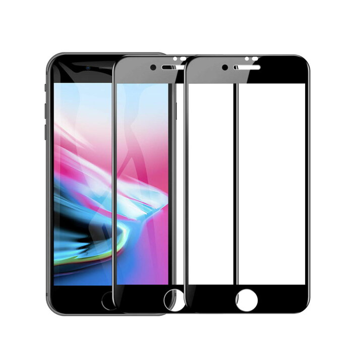 【2枚セット】iPhone 8 iPhone 7 全面保護フィルム 強化ガラス 貼り付け簡単 3D Touch対応/業界最高硬度9H/防爆裂/6DカーブLCD保護フィルム高透過率/自動吸着 iPhone 8 /7 4.7インチ 用 フィルム ブラック 黒 4