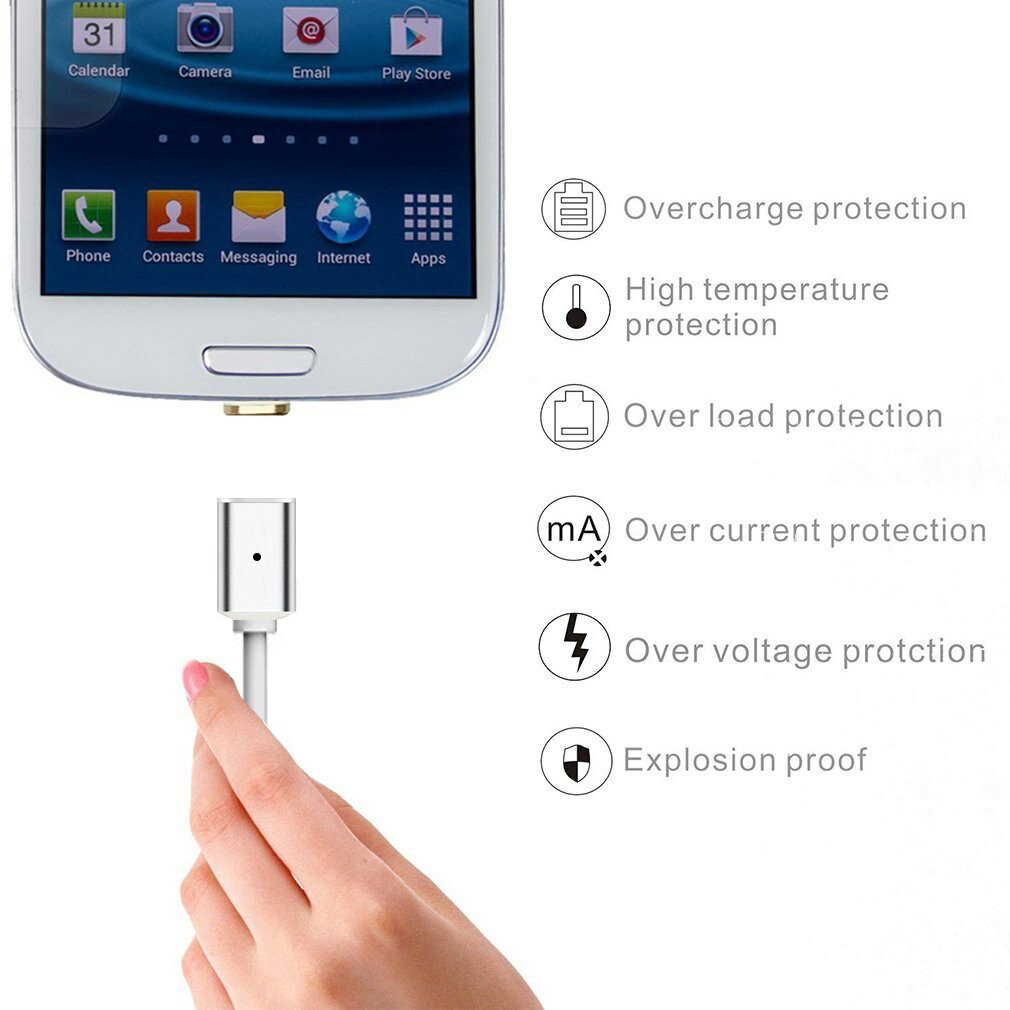 MEOW　MARKET microUSB Android マグネット USB充電ケーブル マグネットケーブル 充電アダプター 急速充電 LED 通信 スマホ タブレット (android)