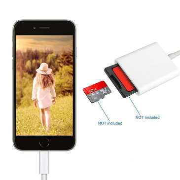 ホワイト Lightning SDカードカメラリーダーiPhone iPad 専用 iPad iPhone iPhone X/8 plus/8/7/7plus/6/6s/6s plus/5s 対応 高速な写真とビデオ転送 microメモリSDカードリーダー (ホワイト)