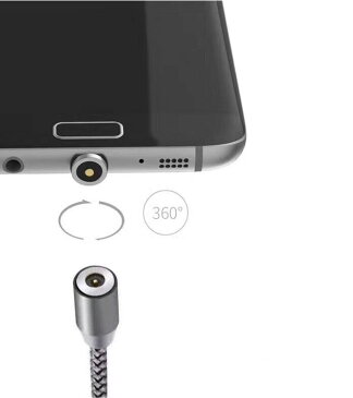 マグネット 充電ケーブル iPhone/Android/Type-Cケーブル3in1ケーブル LEDランプ付き 360度回転 高耐久ナイロン編み 磁石 防塵 着脱式 MicroUSB+Lightning+Type-Cに対応 一本三役