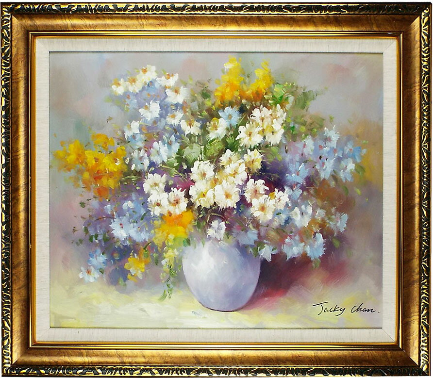 花の絵 絵画 油絵 アートパネル開業祝い 開院祝い「コスモス」額入り油絵20号(額約75cm×65cm)おしゃれな壁掛け油絵の高級感がそのもの。玄関、部屋とリビ...