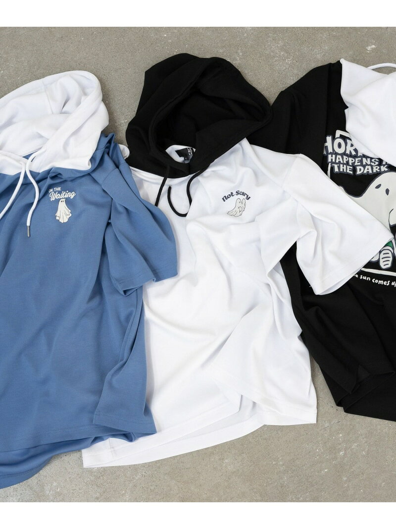 Rakuten - 【SALE／35%OFF】オバケTEEパーカー LAKOLE ラコレ トップス カットソー・Tシャツ ブルー ブラック ホワイト【RBA_E】[Rakuten Fashion]